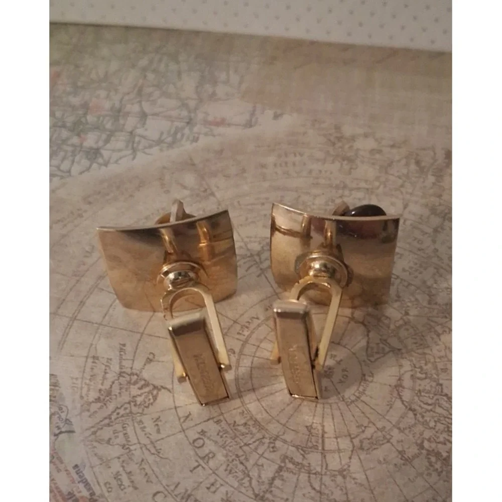 2 pair VTG Tiger's Eye & Unique Green Jasper (?) Cufflinks Tiger Eye PAT247958